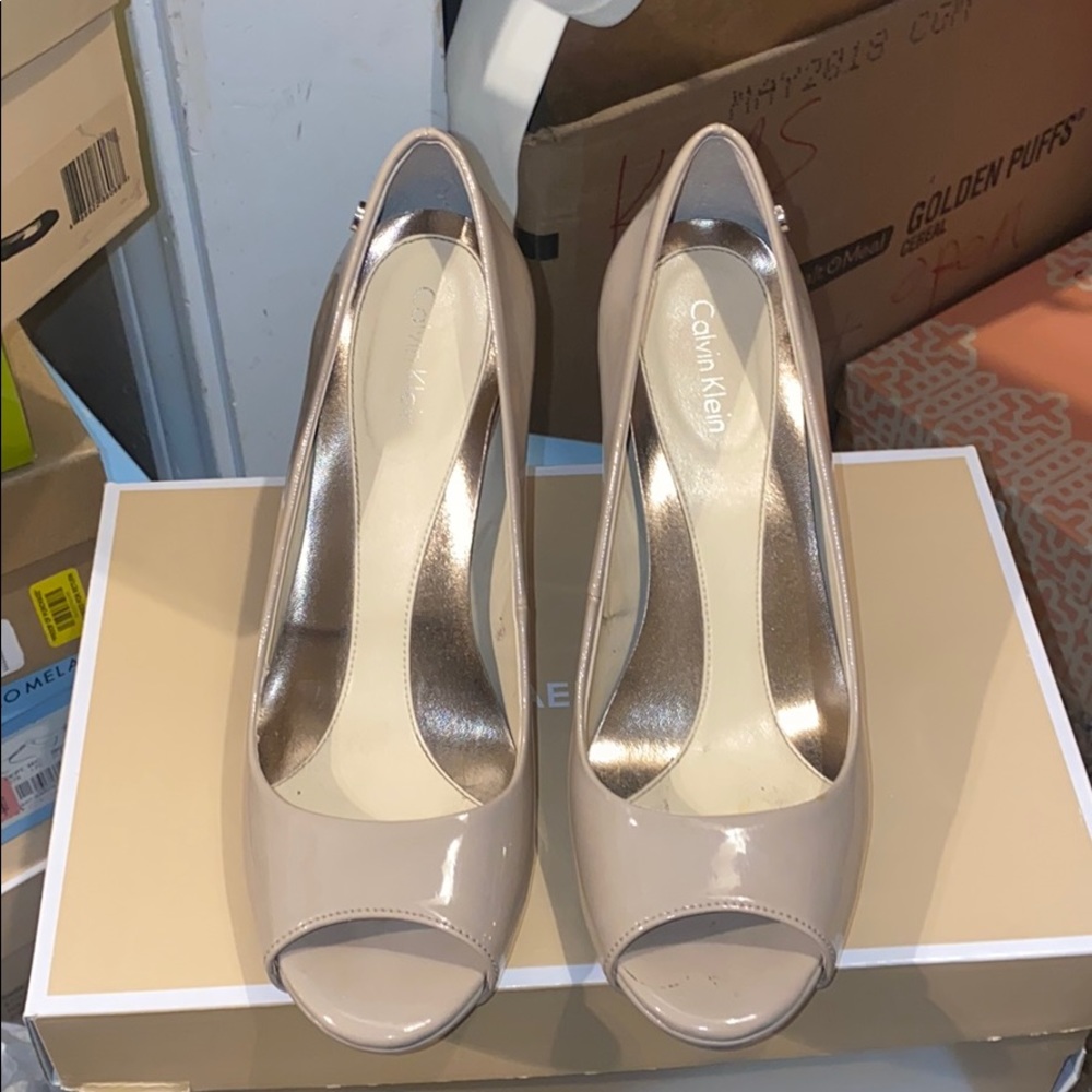Calvin Klein Nude open toe heels